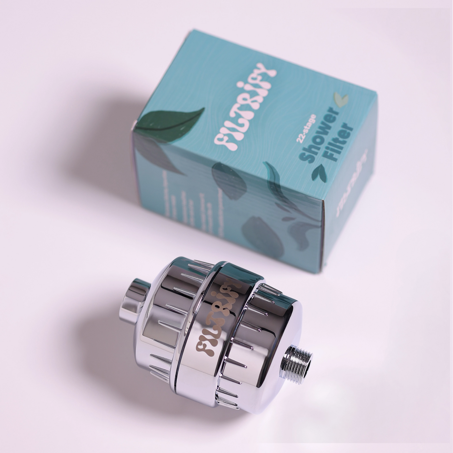 Filtrify chrome shower filter with packaging box | variant:chrome