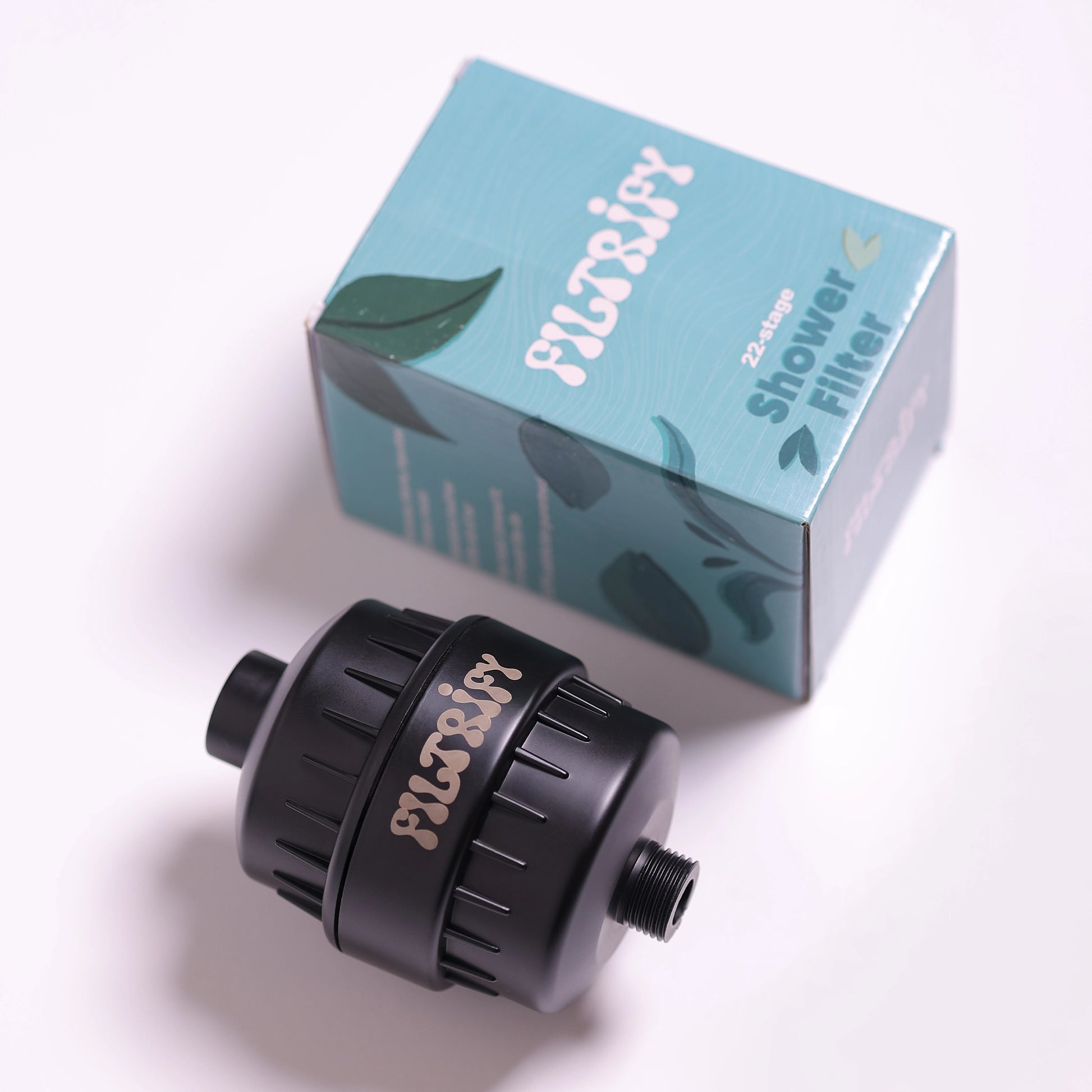 Filtrify jet black shower filter with packaging box | variant:jet-black